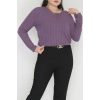 Burgu Kumaş Bisiklet Yaka Büyük Beden Bluz Mor - 70756.1954.