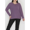 Burgu Kumaş Bisiklet Yaka Büyük Beden Bluz Mor - 70756.1954.