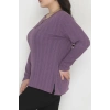 Burgu Kumaş Bisiklet Yaka Büyük Beden Bluz Mor - 70756.1954.