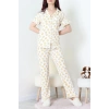Bürümcük Fırfırlı Pijama Takımı Ekru - 127.1287.
