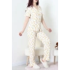 Bürümcük Fırfırlı Pijama Takımı Ekru - 127.1287.