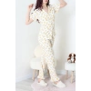 Bürümcük Fırfırlı Pijama Takımı Ekru - 127.1287.