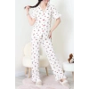 Bürümcük Fırfırlı Pijama Takımı Krem - 127.1287.