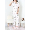 Bürümcük Fırfırlı Pijama Takımı Krem - 52316.1048.