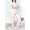 Bürümcük Fırfırlı Pijama Takımı Krem - 52316.1048.