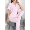 Bürümcük Fırfırlı Pijama Takımı Pembe - 52316.1048.