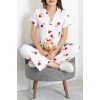 Bürümcük Fiyonklu Pijama Takımı Beyaz - 159.1287.
