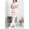 Bürümcük Fiyonklu Pijama Takımı Beyaz - 159.1287.