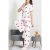 Bürümcük Fiyonklu Pijama Takımı Beyaz - 159.1287.