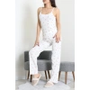 Bürümcük İp Askılı Pijama Takımı Beyazçiçek - 129.1287.