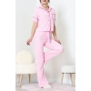 Bürümcük Kumaş Pijama Takımı Pembe - 31800.1961.