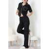 Bürümcük Kumaş Pijama Takımı Siyah - 31800.1961.