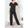 Bürümcük V Yaka Pijama Takımı Siyahçilek - 126.1287.