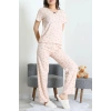 Bürümcük V Yaka Pijama Takımı Somon - 126.1287.