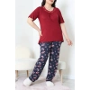 Büyük Beden Dantelli Pijama Takımı Bordolaci - 71500.1773.