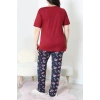Büyük Beden Dantelli Pijama Takımı Bordolaci - 71500.1773.