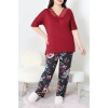 Büyük Beden Dantelli Pijama Takımı Bordomavi - 71500.1773.