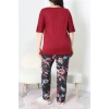 Büyük Beden Dantelli Pijama Takımı Bordomavi - 71500.1773.