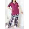 Büyük Beden Dantelli Pijama Takımı Mor - 71500.1773.