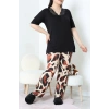 Büyük Beden Dantelli Pijama Takımı Siyahkahve - 71500.1773.