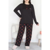 Büyük Beden Patlı Pijama Takımı Siyahkırmızı - 258.1287.