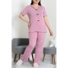 Büyük Beden Puantiyeli Viskon Pijama Takımı Gülkurusu - 71238.1048.