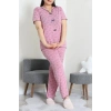 Büyük Beden Puantiyeli Viskon Pijama Takımı Gülkurusu - 71238.1048.