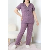Büyük Beden Puantiyeli Viskon Pijama Takımı Koyulila - 71238.1048.