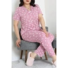 Büyük Beden Puantiyeli Viskon Pijama Takımı Pembebeyaz - 71238.1048.