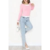 Buzzy Kumaş Geniş Yaka Parçalı Bluz Pembe - 1055.2119.