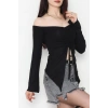 Buzzy Kumaş Önü Ayarlanabilir Büzgülü Bluz Siyah - 1009.2119.