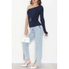 Buzzy Kumaş Tek Omuz Toka Detaylı Bluz Laci - 1011.2119.