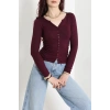 Buzzy Ribana Önden Düğmeli Body Mürdüm - 55095.1567.