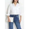 Cepli Crop Poplin Gömlek Beyaz - 43951.2131.