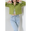 Cepli Crop Poplin Gömlek Haki - 43951.2131.