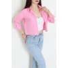 Cepli Crop Poplin Gömlek Pembe - 43951.2131.