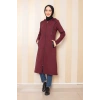 Cepli Kapşonlu Tesettür Kap Bordo