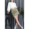 Cepli Saten Mini Etek Haki - 40908.444.