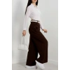 Cepten Pileli Palazzo Pantolon Koyukahve - 90113.1397.