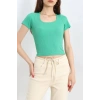 Çerçeve Yaka Crop Body Yeşil - 70538.1388.