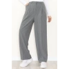 Çizgili Bol Paça Pantolon Füme - 7150.424.