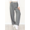 Çizgili Bol Paça Pantolon Füme - 7150.424.