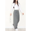 Çizgili Bol Paça Pantolon Füme - 7150.424.