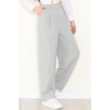 Çizgili Bol Paça Pantolon Gri - 7150.424.