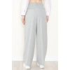 Çizgili Bol Paça Pantolon Gri - 7150.424.
