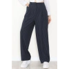 Çizgili Bol Paça Pantolon Lacivert - 7150.424.