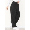Çizgili Bol Paça Pantolon Siyah - 7150.424.