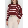 Çizgili Crop Triko Bordolatte - 3100.1577.