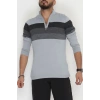 Çizgili Erkek Triko Gri - 2530.2052.