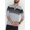 Çizgili Erkek Triko Gri - 2530.2052.